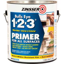 ZINSSER Bulls Eye Z02012 Primer, Flat, White, 3.78 L