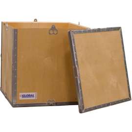 Global Industrial 4 Panel Hinged Shipping Crate w/Lid & Pallet, 17-1/4"L x 17-1/4"W x 17-1/2"H