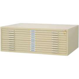 10-Drawer Steel Flat File for 30" x 42" Documents - Sand