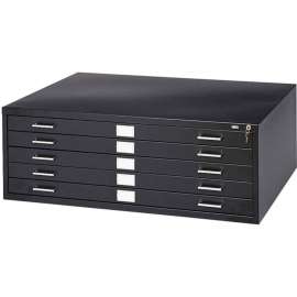 5-Drawer Steel Flat File for 24" x 36" Documents, Black
