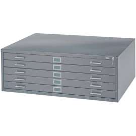 5-Drawer Steel Flat File for 24" x 36" Documents, Gray