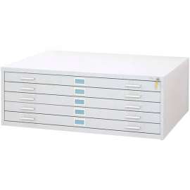 5-Drawer Steel Flat File for 30" x 42" Documents, White