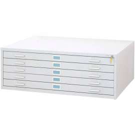 5-Drawer Steel Flat File for 36" x 48" Documents, White