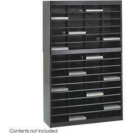 60 Compartment Steel Literature Organizer - Black
