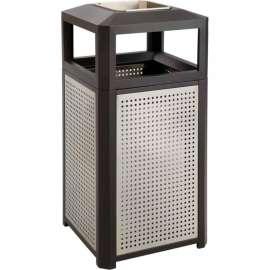 Safco Evos Series Steel Garbage Can w/ Ash, 15 Gallon, 9933BL