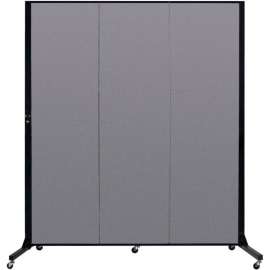 Screenflex 3 Panel Light-Duty Portable Room Divider, 6'5"H x 5'9"W, Fabric Color Stone