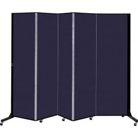 Screenflex 5 Panel Light-Duty Portable Room Divider, 6'5"H x 9'5"W, Fabric Color Navy