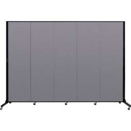 Screenflex 5 Panel Light-Duty Portable Room Divider, 6'5"H x 9'5"W, Fabric Color Stone