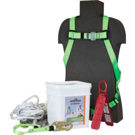 PeakWorks RK6-50 Roofer's Fall Protection Kit - Harness, 3' Shock Absorbing Lanyard, 50' Lifeline