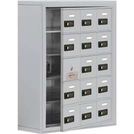 Cell Phone Locker with Access Panel 19158-15ASC - Surface Mounted, Combo Locks, 15 A Doors, Aluminum