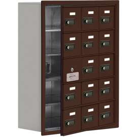 Cell Phone Locker with Access Panel 19158-15ZRC - Recessed Mounted, Combo Locks, 15 A Doors, Bronze