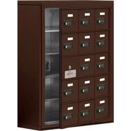 Cell Phone Locker with Access Panel 19158-15ZSC - Surface Mounted, Combo Locks, 15 A Doors, Bronze