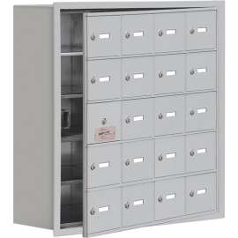 Cell Phone Locker with Access Panel 19158-20ARK - Recessed Mounted Keyed Locks, 20 A Doors, Aluminum