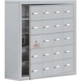 20 Door Welded Cell Phone Locker W/Keyed Locks, 30-1/2"Wx9-1/4"Dx31"H, Gray, Assembled