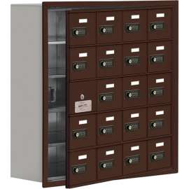 Cell Phone Locker with Access Panel 19158-20ZRC - Recessed Mounted, Combo Locks, 20 A Doors, Bronze