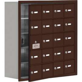 Cell Phone Locker with Access Panel 19158-20ZRK - Recessed Mounted, Keyed Locks, 20 A Doors, Bronze