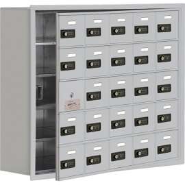 Cell Phone Locker with Access Panel 19158-25ARC - Recessed Mounted, Combo Locks 25 A Doors, Aluminum