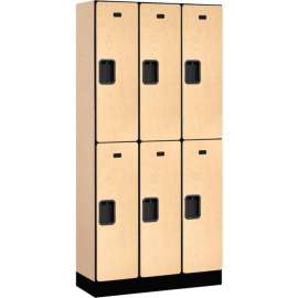 2-Tier 6 Door Designer Wood Locker, 12"W x 15"D x 36"H, Maple, Partially Assembled