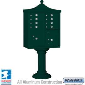 Regency Decorative Cluster Box Unit, Tall, 8 A Size Doors, Type I, Green, USPS Access