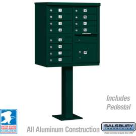 Cluster Box Unit, 12 A Size Doors, Type II, Green, USPS Access