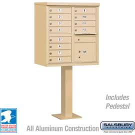 Cluster Box Unit, 12 A Size Doors, Type II, Sandstone, USPS Access
