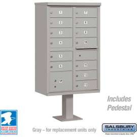 Cluster Box Unit, 13 B Size Doors, Type IV, Gray, USPS Access