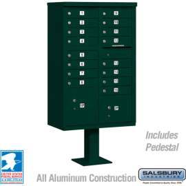 Cluster Box Unit, 16 A Size Doors, Type III, Green, USPS Access