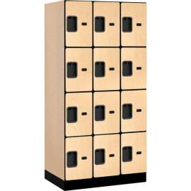 4-Tier 12 Door Designer Wood Locker, 12"W x 21"D x 18"H, Maple, Partially Assembled
