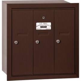 3500 Series 4B+ Vertical Mailbox, 3 Doors, Recessed Mounted, Bronze, USPS Access