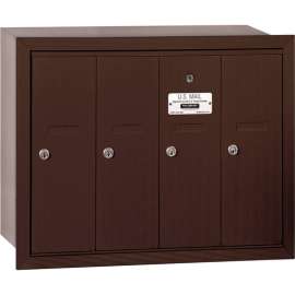 3500 Series 4B+ Vertical Mailbox, 4 Doors, Recessed Mounted, Bronze, USPS Access