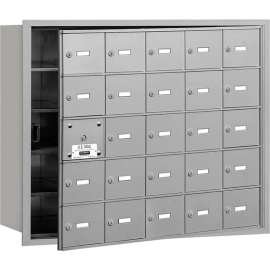 4B+ Horizontal Mailbox, 25 A Doors (24 usable), Front Loading, Aluminum, USPS Access
