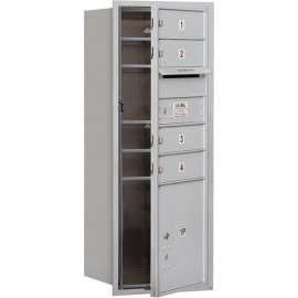 4C Horizontal Mailbox, 37-1/2"H, Single, 4 MB1/1 PL Doors, Front Load, Aluminum, USPS