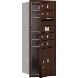 4C Horizontal Mailbox, 37-1/2"H, Single Column, 4 MB1/1 PL Doors, Front Load, Bronze, USPS