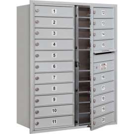 4C Horizontal Mailbox, 41"H, Double Column, 20 MB1 Doors, Front Load, Aluminum, USPS
