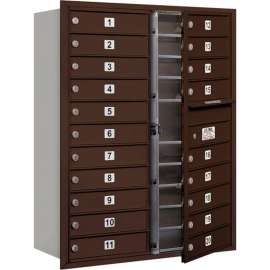4C Horizontal Mailbox, 41"H, Double Column, 20 MB1 Doors, Front Load, Bronze, USPS