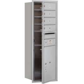 4C Horizontal Mailbox, 41"H, Single Column, 4 MB1/1 PL5 Door, Front Load, Aluminum, USPS