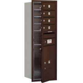 4C Horizontal Mailbox, 41"H, Single Column, 4 MB1/1 PL5 Door, Front Load, Bronze, USPS