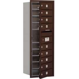 4C Horizontal Mailbox, 41"H, Single Column, 9 MB1 Doors, Front Load, Bronze, USPS