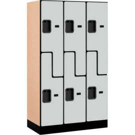 2-Tier 6 Door Designer Wood Locker, 12"W x 18"D x 60"H, Gray, Partially Assembled