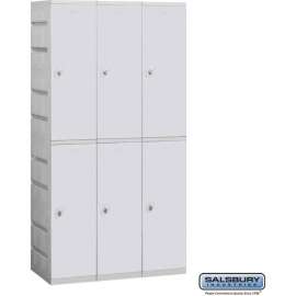 2-Tier 6 Door Plastic Locker, 12-3/4"W x 18"D x 36-1/2"H, Gray, Unassembled
