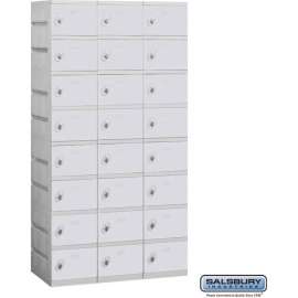 8-Tier 24 Door Plastic Locker, 12-3/4"W x 18"D x 9-1/8"H, Gray, Unassembled