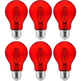 Sunlite LED Edison Light Bulb 6W, 600 Lumens, Medium Base, Dimmable Clear Glass Filament, 6-Pack
