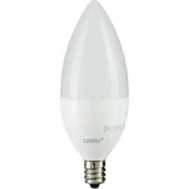 Sunlite LED B11 Bulb, Frosted Torpedo Tip, 120V, 7W, Candelabra Screw Base, 3000K, Warm White
