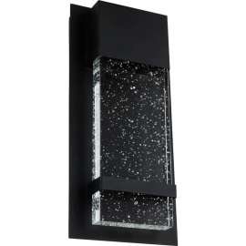 Sunlite LED Wall Sconce w/ Rain Glass Panel 13-3/4" Tall 6-1/2" Wide, 12W, Black Finish, Super White