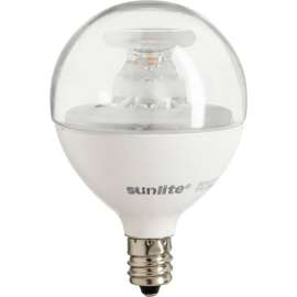 Sunlite G16.5 LED Light Bulb, Candelabra Base, 5W, 350 Lumens, 3000K, Clear, Pack of 6