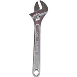 STANLEY 87-473 Adjustable Wrench, 12 in OAL, 1-3/8 in Jaw, Steel, Chrome, Plain-Grip Handle