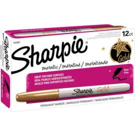 Sharpie Permanent Marker, Fine, Metallic Gold, Dozen