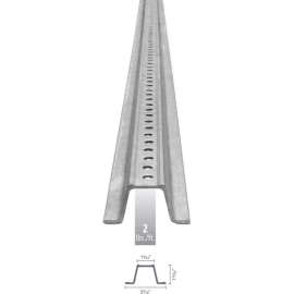 U-Channel Sign Post, 6'L, 2 lbs./ft., Galvanized Post with Holes Top to Bottom