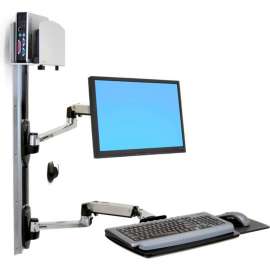 Ergotron LX Wall Mount System with Medium CPU Holder, Polished Aluminum