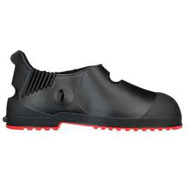 Workbrutes G2 PVC Overshoe, Size Large, 5.5"H, Cleated Outsole, Black With Red Sole